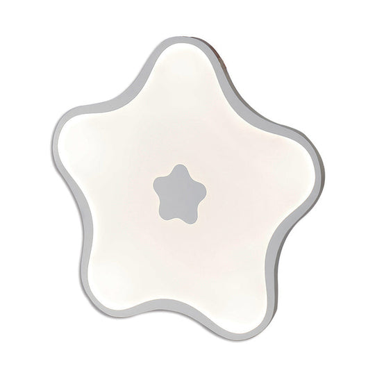 Contemporary Led Flush Mount Ceiling Lamp For Study Room - White Star Acrylic Light