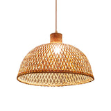Bamboo Pendant Lamp: Bell/Bowl/Bottle Criss-Cross Woven Asian Hallway Drop Beige / B