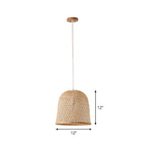 Asian Beige Bamboo Shade Pendant Light With Unique Pendulum Design
