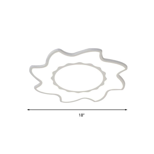 Blazing Sun Cartoon Acrylic Led Ceiling Lamp - White Flush Light For Nursing Room