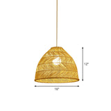 Asia Bell Shade Pendant Lighting Fixture - Bamboo 16/19.5/23.5 Wide Beige