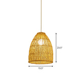 Asia Bell Shade Pendant Lighting Fixture - Bamboo 16/19.5/23.5 Wide Beige
