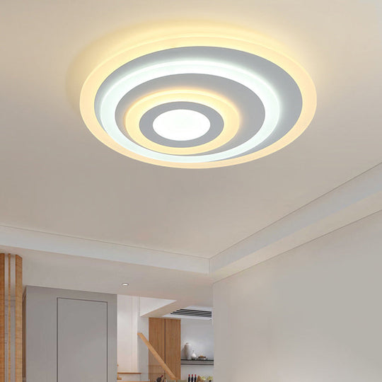 Simple White Led Flush Ceiling Light - 19.5’/31.5’/39’ Wide Warm/White