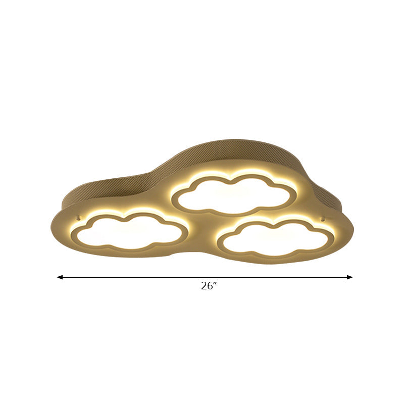 Cloudy Cartoon Led Ceiling Light For Kindergarten In White Acrylic Flush Mount