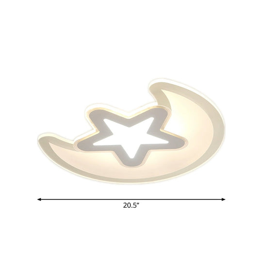 Minimalistic Led Acrylic Ceiling Mount Light With Crescent And Star Design In Warm/White -
