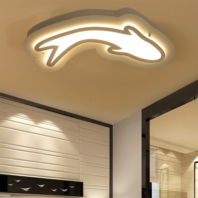 Nordic Dolphin Ceiling Lights For Kids Bedroom - Acrylic Flush Mount In White 1 /