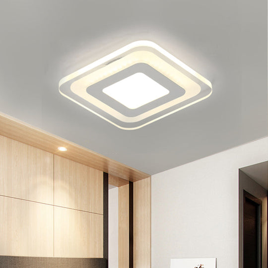 Sleek Led Ceiling Light With Acrylic Shade For Narrow Spaces White / D
