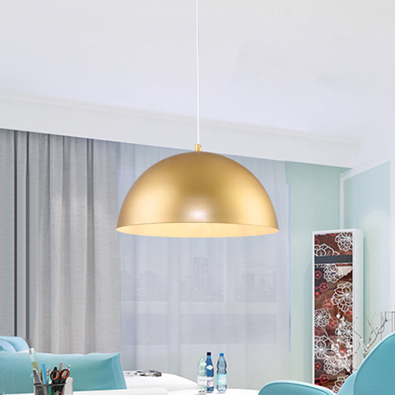 Vintage Industrial Hanging Lamp With Metallic Golden Dome Shade And 1 Bulb 12/16 Inch Width