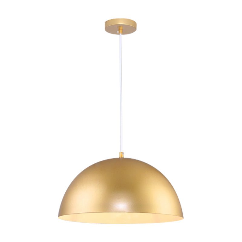 Vintage Industrial Hanging Lamp With Metallic Golden Dome Shade And 1 Bulb 12/16 Inch Width