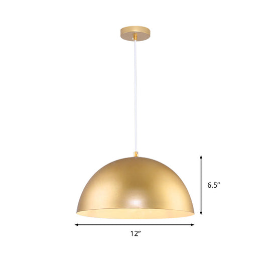 Vintage Industrial Hanging Lamp With Metallic Golden Dome Shade And 1 Bulb 12/16 Inch Width