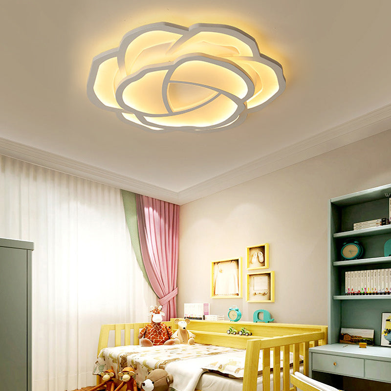 Modern Led Baby Bedroom Flower Ceiling Lamp - Pretty White Flush Light For Nurseries / 16.5 Warm