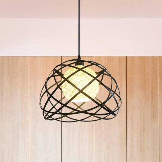Industrial Dome-Shaded Black Pendant Light For Dining Rooms