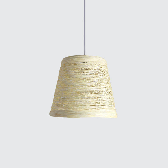 Modern Tapered Drum Rattan Pendant Lamp - Black/Red/Pink Ceiling Hang Light For Dining Table