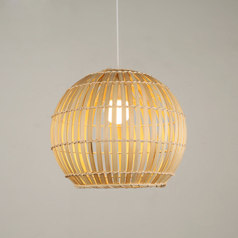 Global Bamboo Stripe Pendant Light Fixture - 1 Head Beige Restaurant Quality