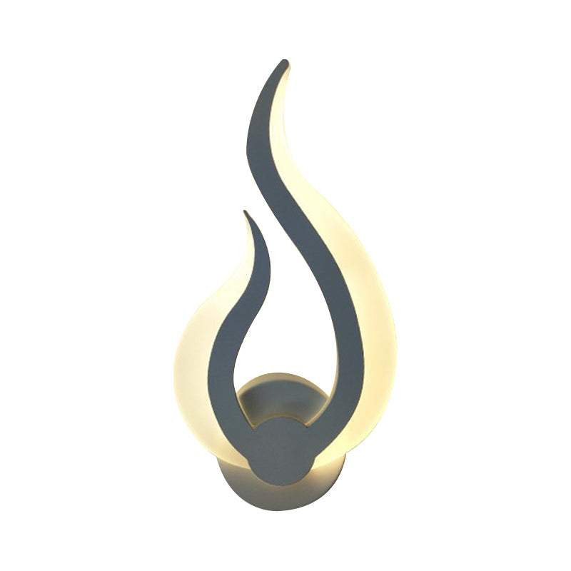 Nordic Led Flame-Shaped Wall Sconce Light For Cozy Bedroom Ambiance In Warm/White