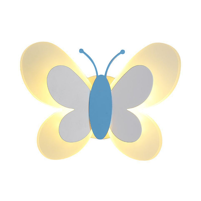 Cartoon Butterfly Led Sconce Lamp: Fun Acrylic Wall Lighting Fixture In Multiple Colors And Light