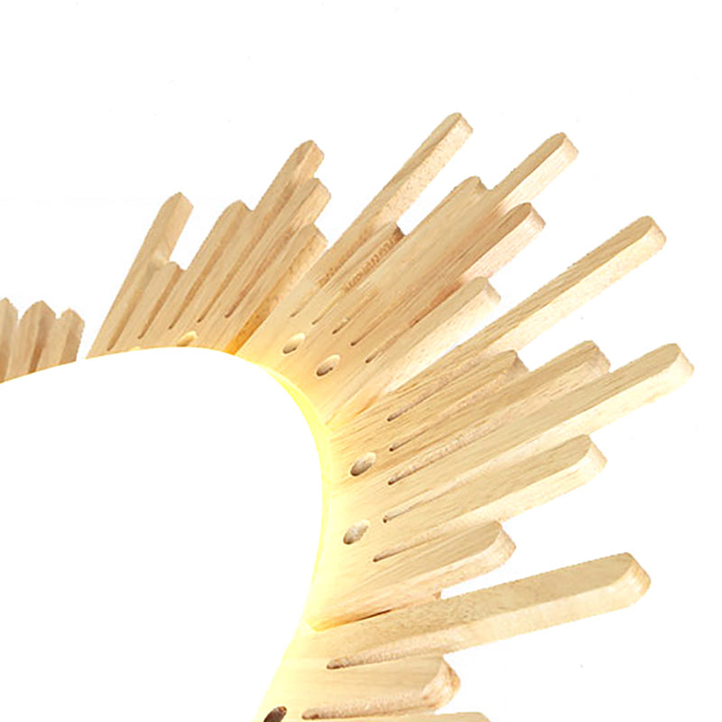 Modern Wooden Round Flush Ceiling Light For Dining Room Décor