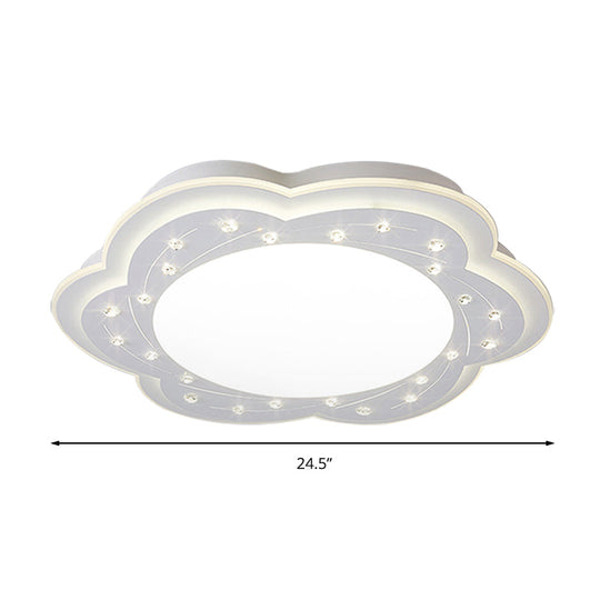 Modern White Led Ceiling Lamp With Crystal Bead Accents For Hallway