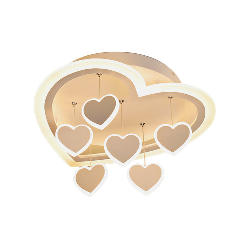 Art Deco Acrylic White Heart - Shaped Flush Mount Ceiling Light For Study Room