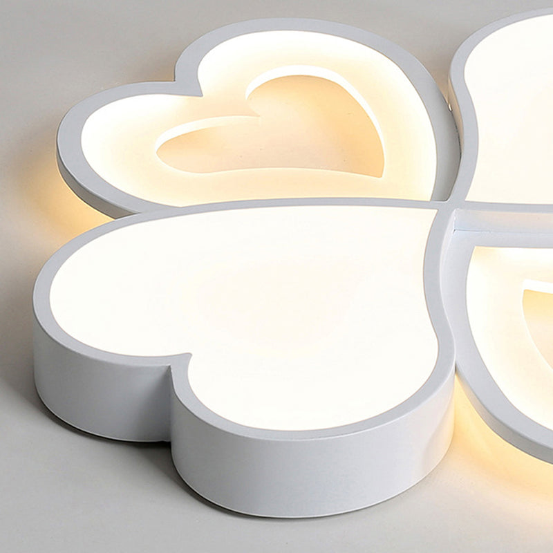 4 - Heart Ceiling Light: Romantic Led Mount For Hallway - White Acrylic & Metal