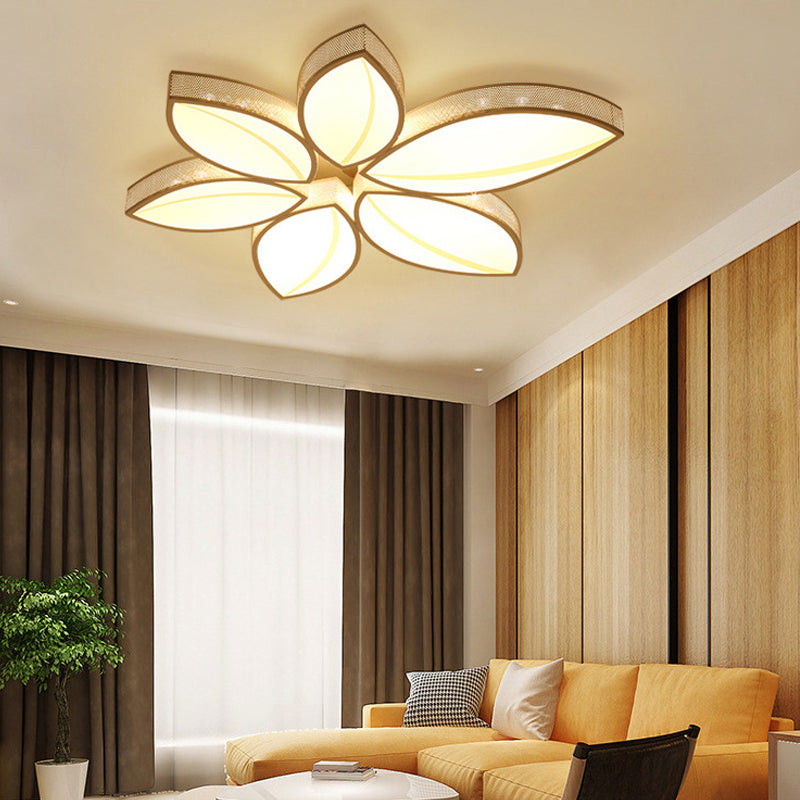 Stunning Crystal Flower Led Ceiling Light For Bedroom - Acrylic White Flushmount / 27 Warm