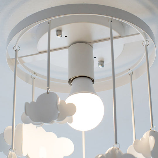 Floating Cloud Ceiling Mount Light - White Metallic Lamp For Baby Room