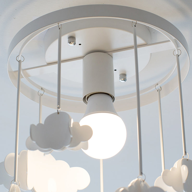 Floating Cloud Ceiling Mount Light - White Metallic Lamp For Baby Room
