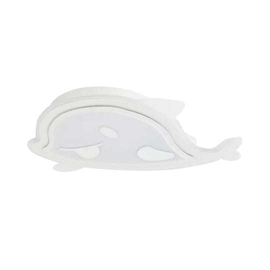 Naughty Dolphin’ Acrylic Led Flush Mount Light - Perfect For Girls’ Bedroom
