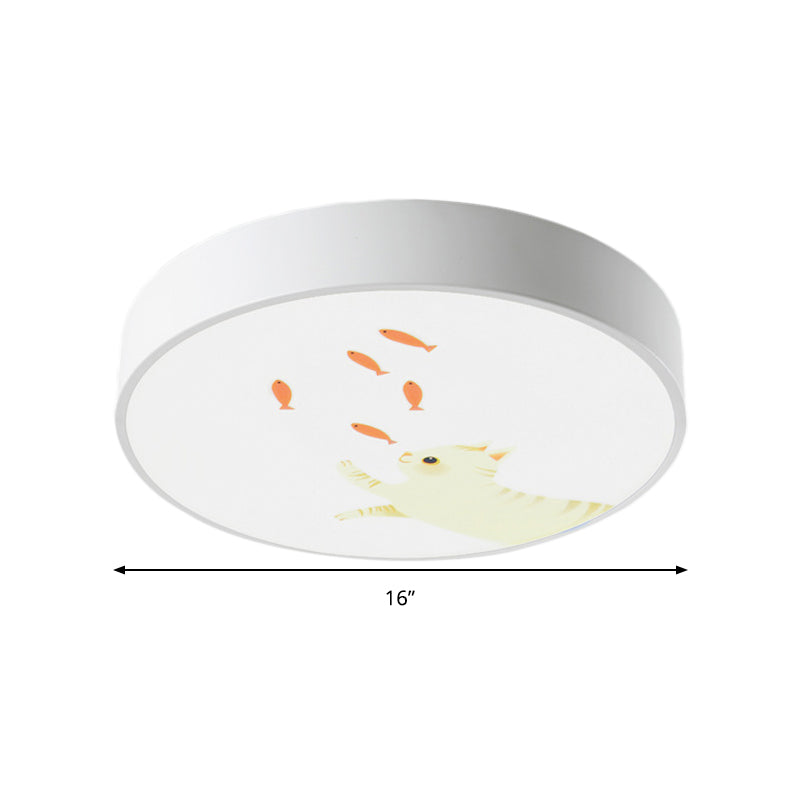 Baby Room Giraffe Led Ceiling Light: Circle Flushmount In White