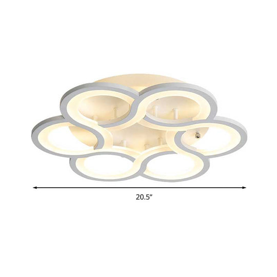 Modern Stylish White Acrylic Led Ceiling Fixture For Hotels - Petal Semi Mount Light