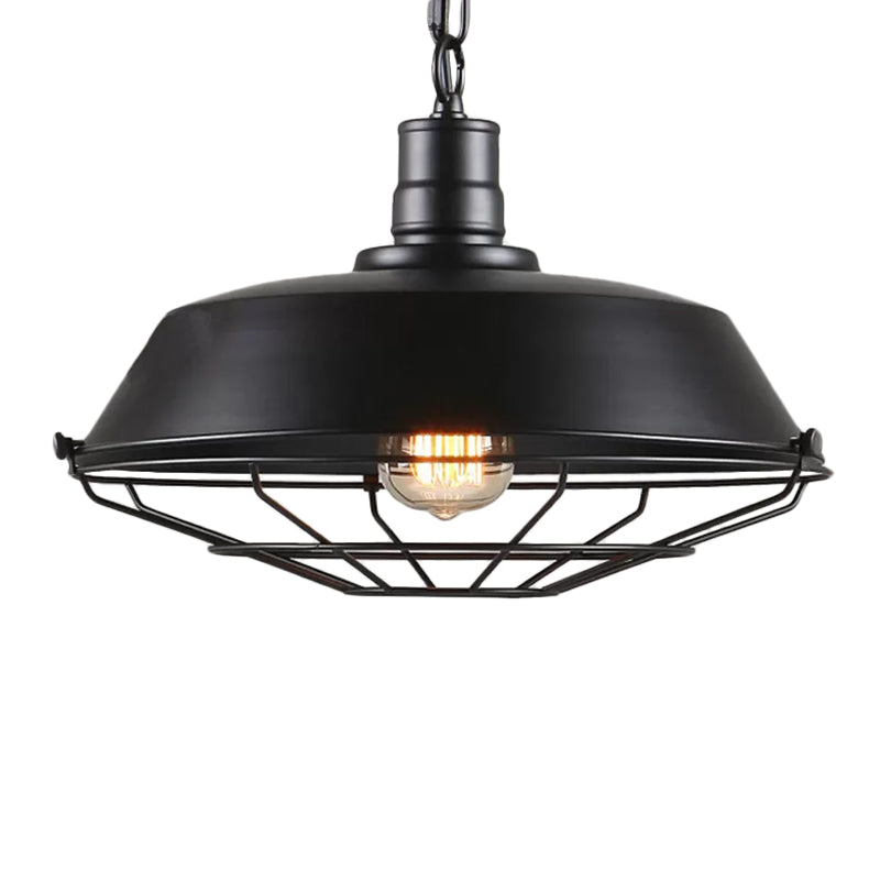 Single Pendant Light Kit With Tapered Cage In Black/Rust - Available 3 Sizes (10’/14’/18’)