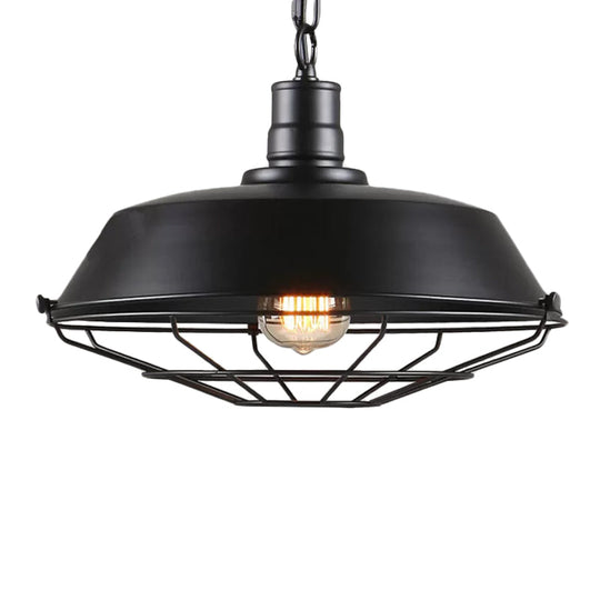 Single Pendant Light Kit With Tapered Cage In Black/Rust - Available 3 Sizes (10’/14’/18’)
