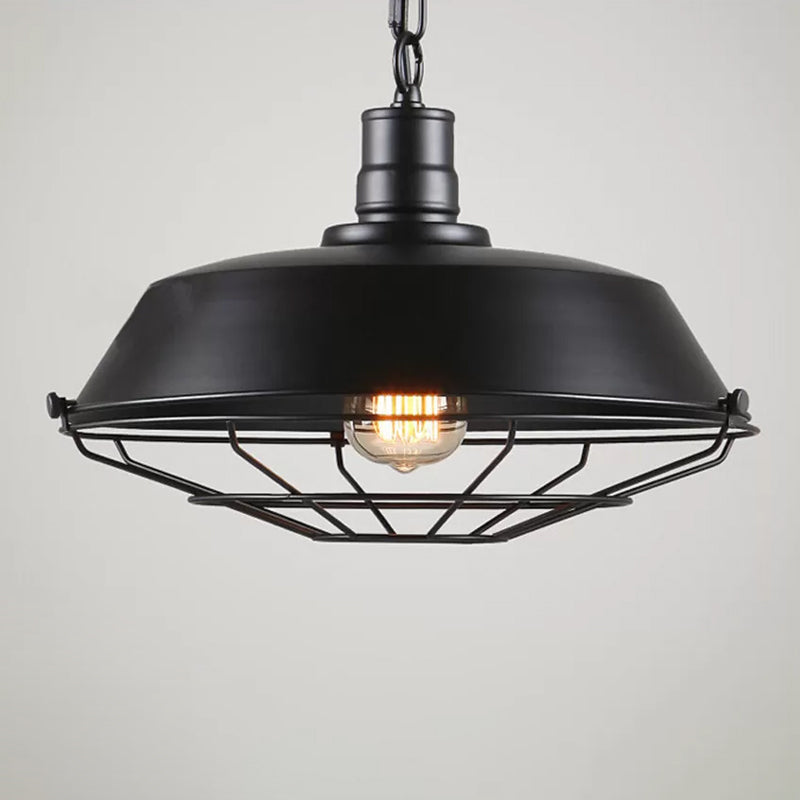 Single Pendant Light Kit With Tapered Cage In Black/Rust - Available 3 Sizes (10’/14’/18’)
