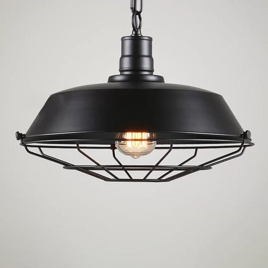 Single Pendant Light Kit With Tapered Cage In Black/Rust - Available 3 Sizes (10’/14’/18’)