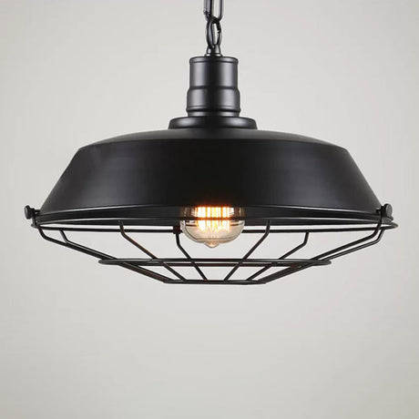 10/14/18 W Single Pendant Light Kit Industrial Barn Iron Hanging Lamp In Black/Rust With Tapered