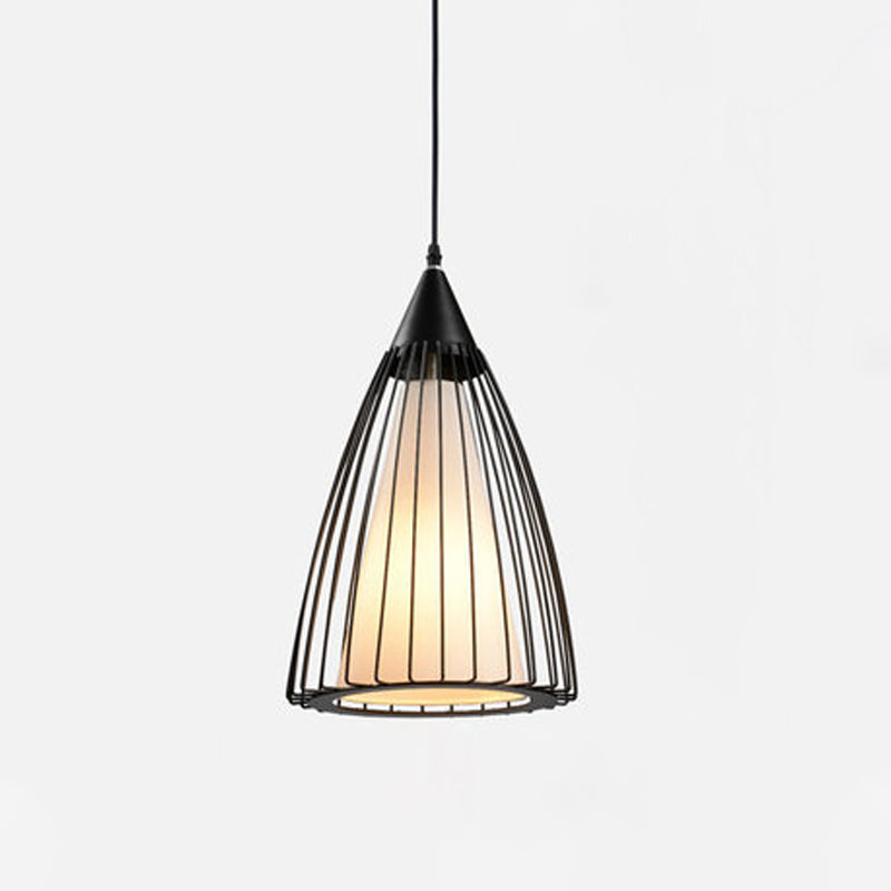 Rustic 1-Light Iron Ceiling Pendant Lamp In Black - Cone/Oval/Globe Suspended Lighting For Dining