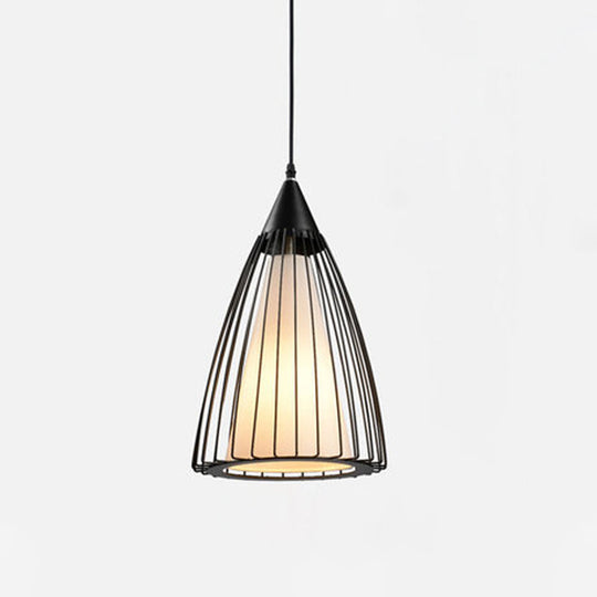 Rustic 1-Light Iron Ceiling Pendant Lamp In Black - Cone/Oval/Globe Suspended Lighting For Dining