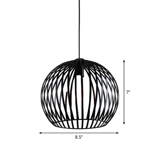 Rustic 1-Light Iron Ceiling Pendant Lamp In Black - Cone/Oval/Globe Suspended Lighting For Dining