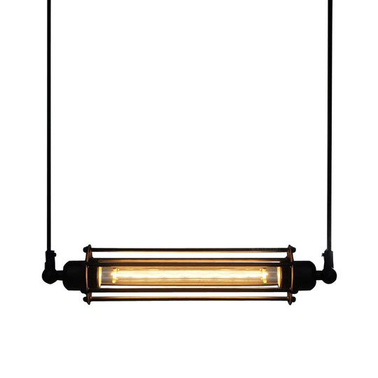 Industrial Iron 1-Light Black Pendant - Tube Kitchen Bar Suspension Light Fixture