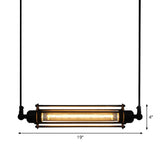 Industrial Iron 1-Light Black Pendant - Tube Kitchen Bar Suspension Light Fixture