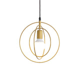 Industrial Metal Gold Pendant Light With Triple Star/Round Frame - Hanging Ceiling Fixture