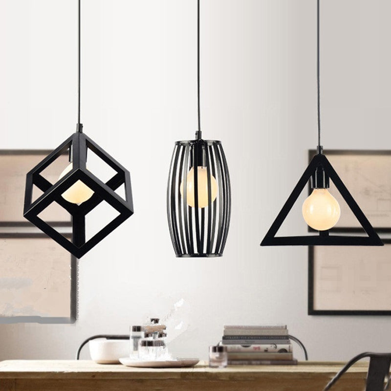 Iron Hanging Pendant Light With Black Industrial Design - Perfect For Dining Rooms Or Suspended