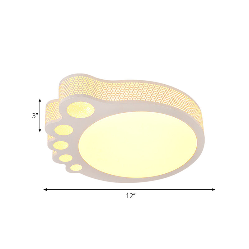 Kid’s Cartoon Ceiling Light - White Acrylic Flush Mount Foot Shaped Design