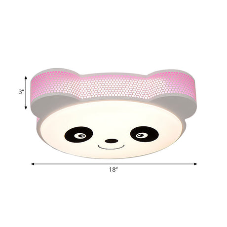 Kids Cartoon Panda Flush Mount Ceiling Light - Acrylic Fixture For Kindergarten