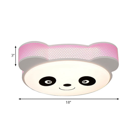 Kids Cartoon Panda Flush Mount Ceiling Light - Acrylic Fixture For Kindergarten