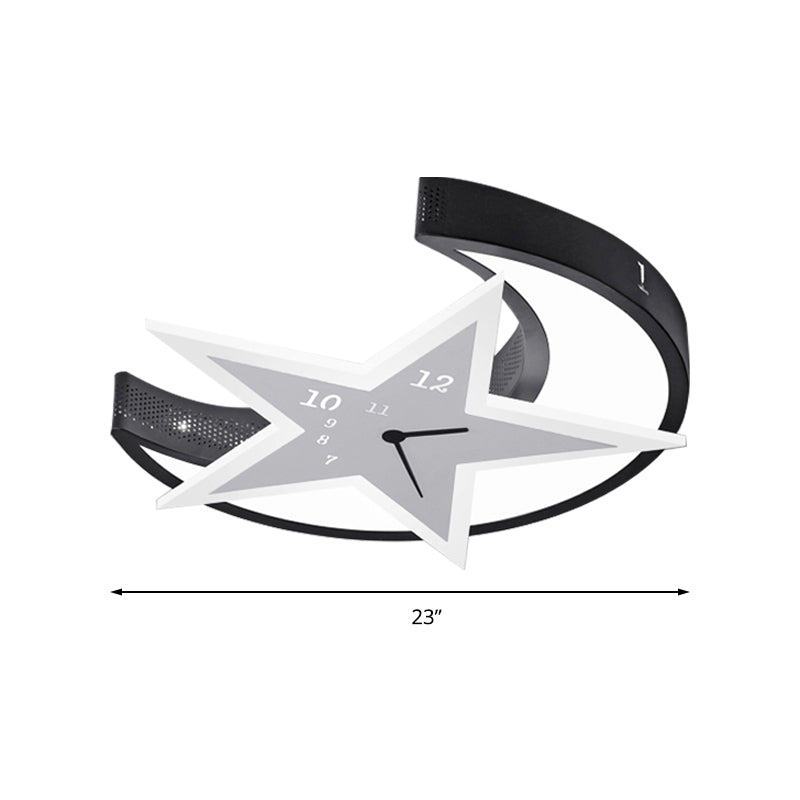 Kid’s Bedroom Flushmount Ceiling Lamp With Star And Moon Cartoon Leds