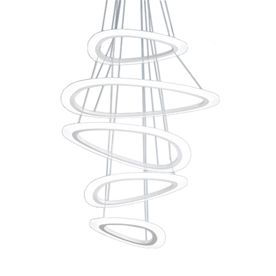 Modern White Teardrop Chandelier With Led Acrylic Lighting - 4/5 Tiers Warm/White Light