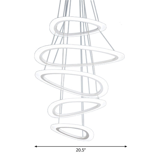 Modern White Teardrop Chandelier With Led Acrylic Lighting - 4/5 Tiers Warm/White Light