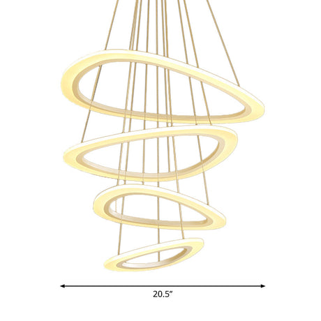 White Teardrop Led Chandelier - Modern Simplicity With 4/5 Tiers Acrylic Hanging Ceiling Lamp In