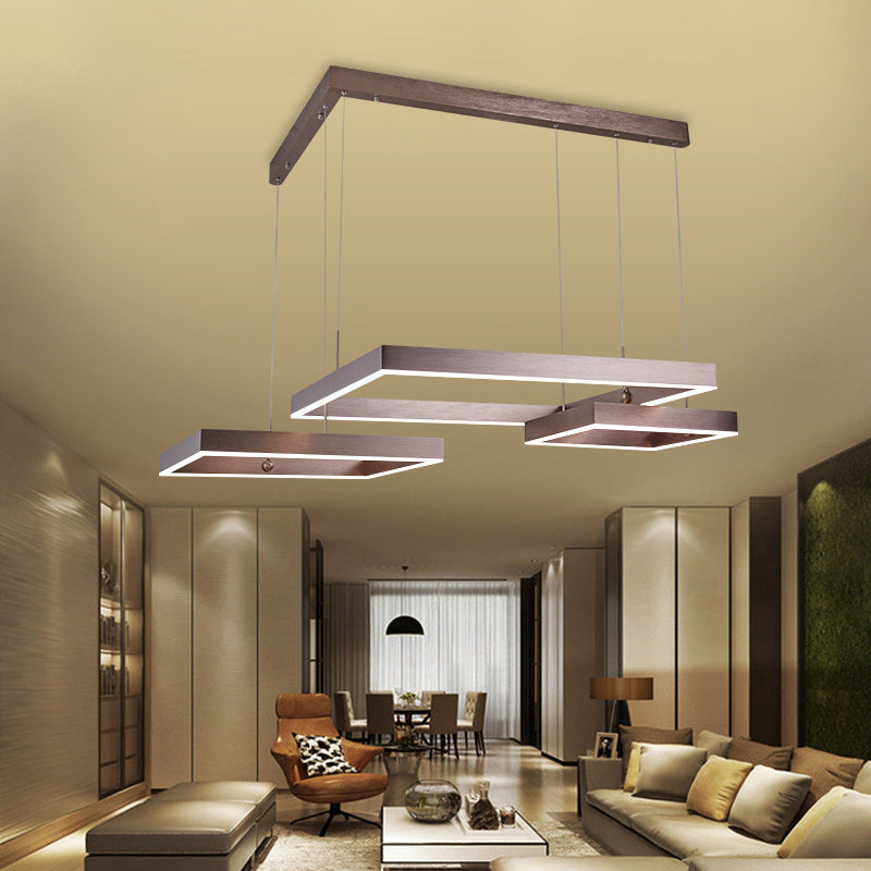 Contemporary Brown Aluminum Chandelier With Led Suspension Light – Available In Small/Large Sizes